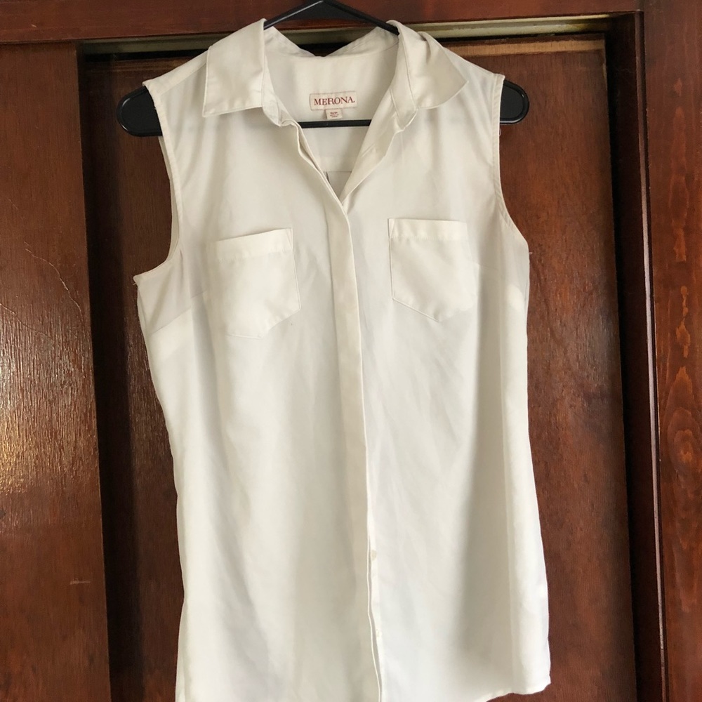 Merona White Sleeveless Blouse